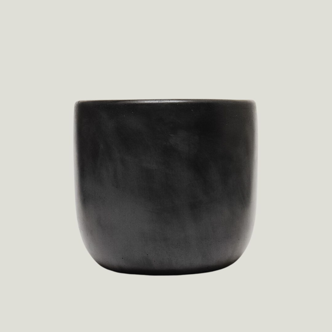 black concrete planter