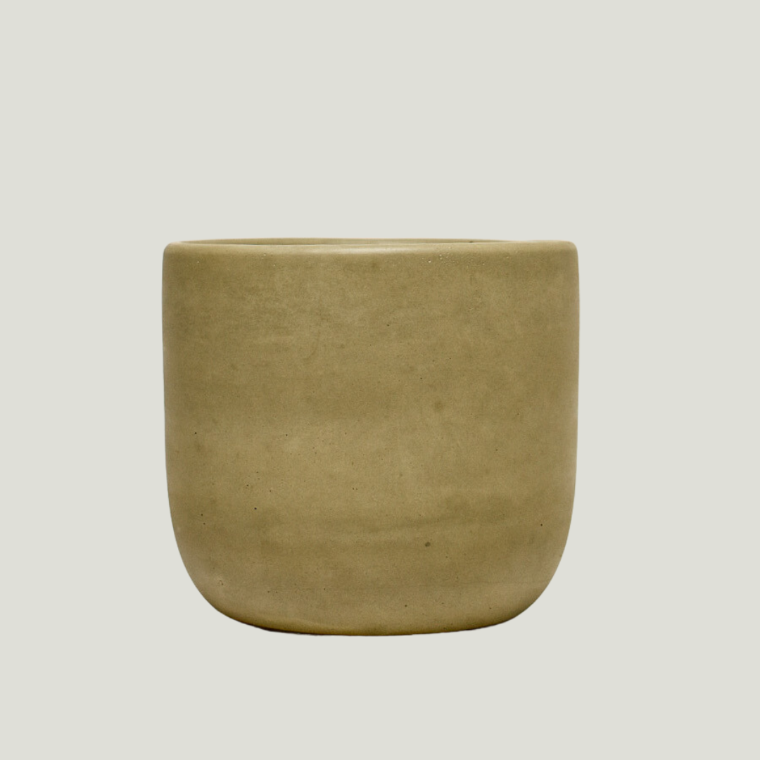 olive green concrete plant pot
