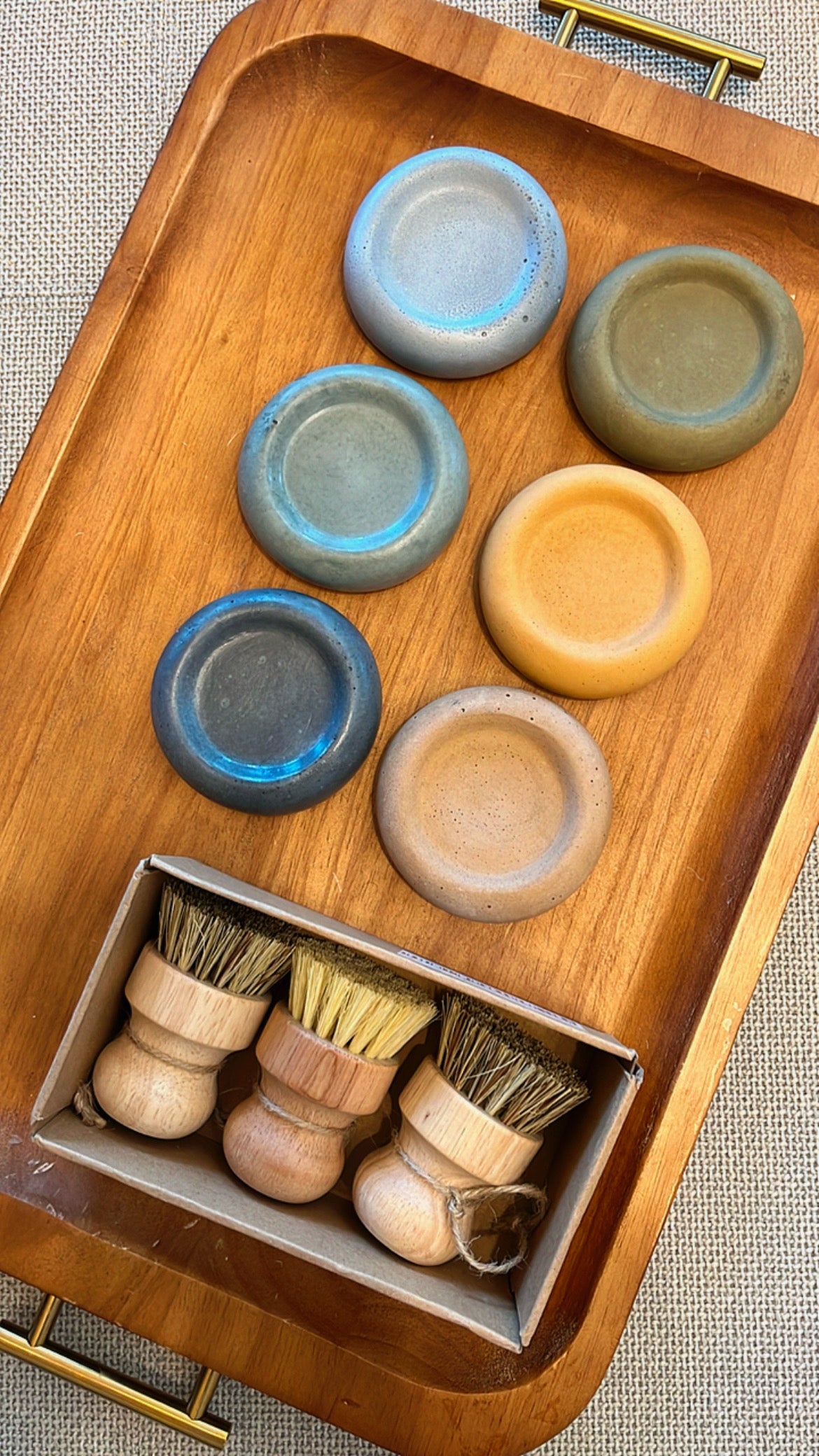 wood dish brush set